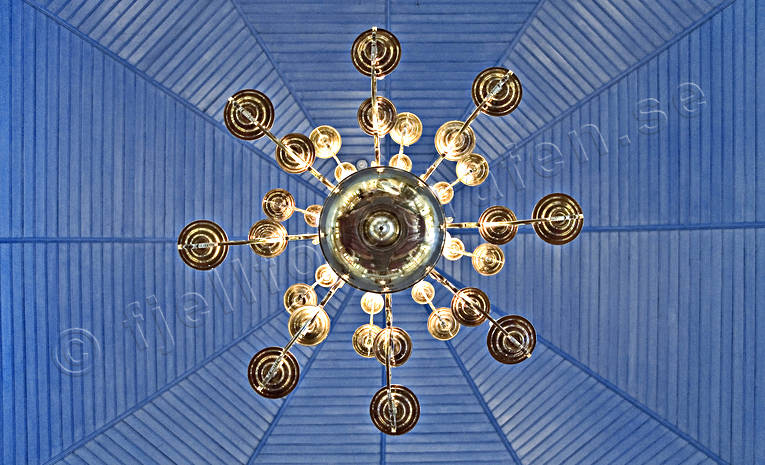 Arjeplog, blue, buildings, church, churches, cows, glans, gldlampa, gold, gdlampa, ilumination, interior, lamp, Lapland, light, ljuser, ljuskrona, ljusklla, rund, sken, symmetri, symmetrisk, unsymmetrical