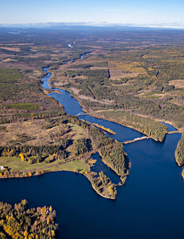 aerial photo, aerial photo, aerial photos, aerial photos, autumn, drone aerial, drnarfoto, fishing spots, Indal river, Jamtland, Langan, river, utloppet