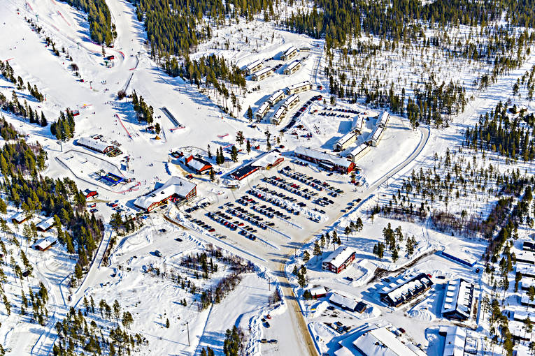 aerial photo, aerial photo, aerial photos, aerial photos, drone aerial, drnarbild, drnarfoto, Herjedalen, installations, Lofsdalen, samhllen, ski resort, ski resort, ski slopes, winter