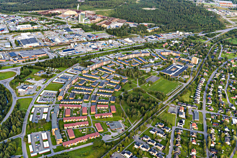 aerial photo, aerial photo, aerial photos, aerial photos, drone aerial, drönarfoto, Jamtland, Lugnvik, Ostersund, residential area, städer, summer, thermal power station