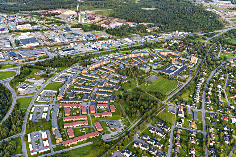 aerial photo, aerial photo, aerial photos, aerial photos, drone aerial, drnarfoto, Jamtland, Lugnvik, Ostersund, residential area, stder, summer, thermal power station