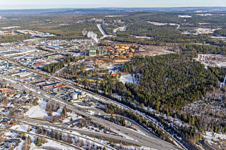aerial photo, aerial photo, aerial photos, aerial photos, drone aerial, drönarfoto, Jamtland, Lugnvik, Ostersund, städer, värmeverket, winter