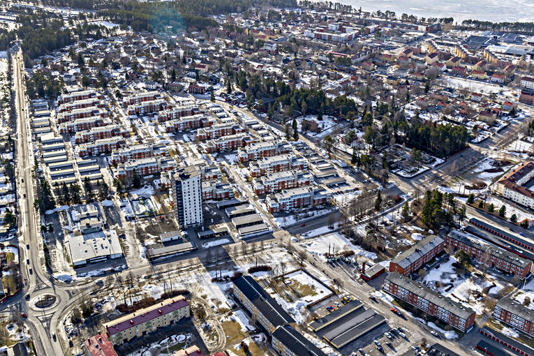 aerial photo, aerial photo, aerial photos, aerial photos, drone aerial, drönarfoto, Jamtland, Marielund, Ostersund, städer, winter