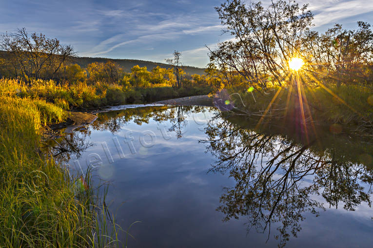 autumn, hstfrger, Indal river, Jamtland, landscapes, meander, spegelbild, sunset, watercourse