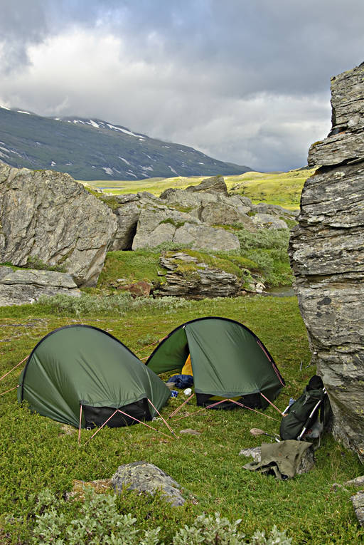 alpine hiking, Death Valley, mountain tent, national park, one-man tent, Padjelanta, rock, summer, tent, tent camp, äventyr