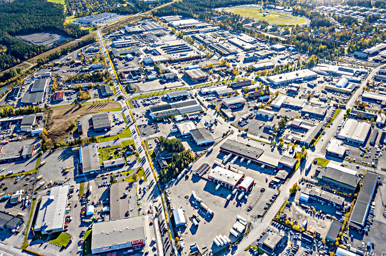 aerial photo, aerial photo, aerial photos, aerial photos, autumn, drone aerial, drönarfoto, industrial area, Jamtland, Odenskog, Ostersund, städer