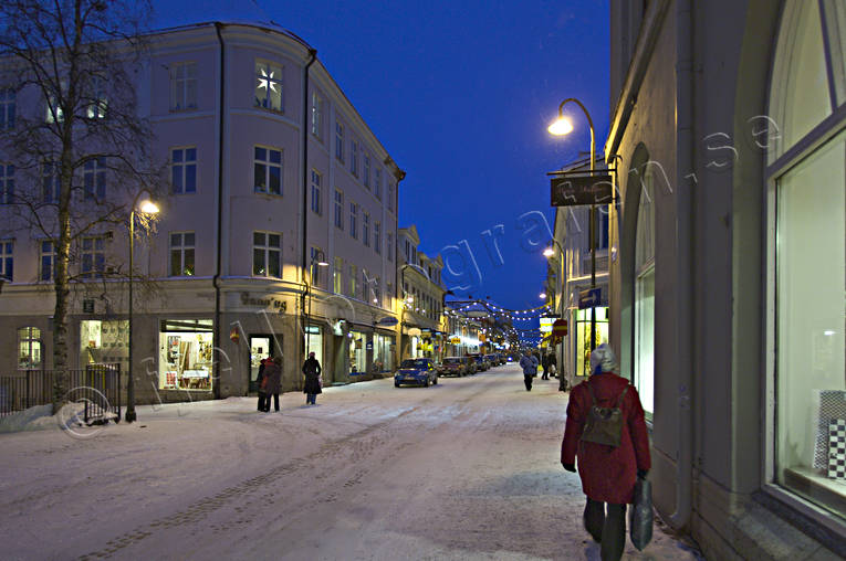 city, city environment, evening, Jamtland, Ostersund, storgatan, städer, winter