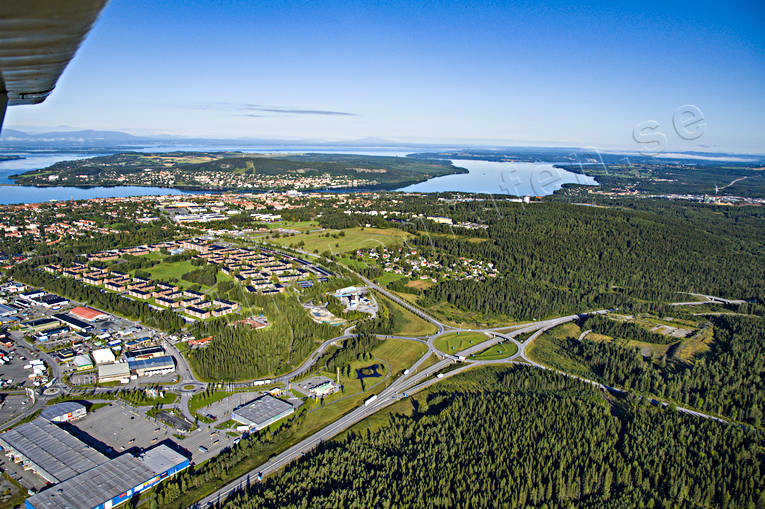 aerial photo, aerial photo, aerial photos, aerial photos, drone aerial, drnarfoto, E14 highway, Froson, Jamtland, Krfltet, Odenskog, Ostersund, stder, summer, trafikplats, ssjn