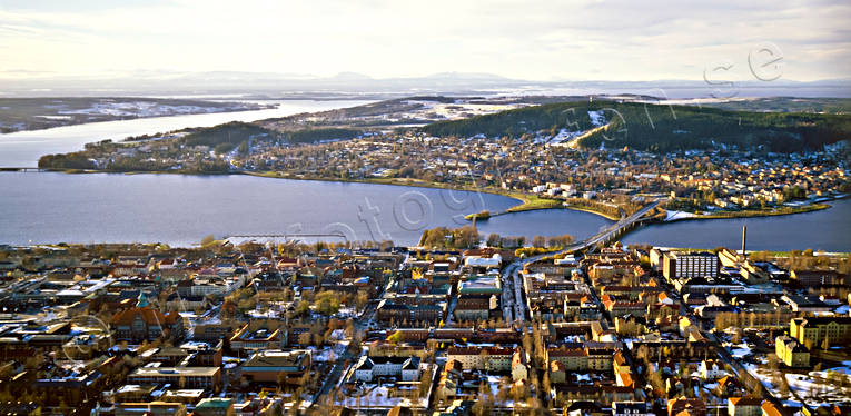 aerial photo, aerial photo, aerial photos, aerial photos, autumn, centre, city, drone aerial, drönarfoto, froso bridge, Froson, Jamtland, Ostersund, panorama, städer