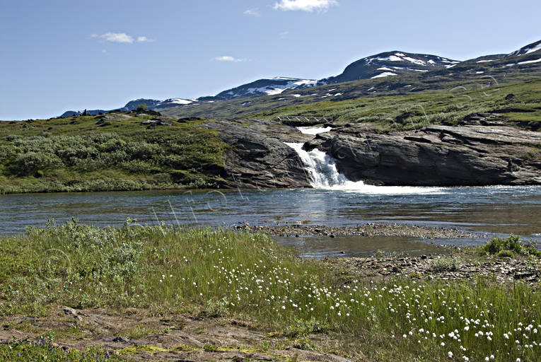 fall, landscapes, Lapland, national park, Padjelanta, summer, water fall