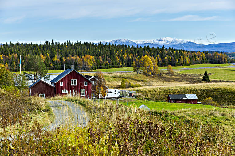 Areskutan, autumn colours, buildings, farms, fresh snow, house, installations, Jamtland, landscapes