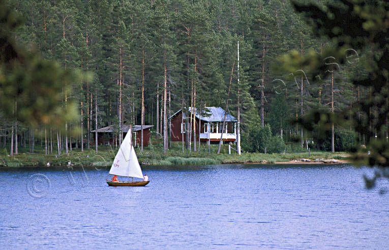 boat, boats, communications, cottage, Herjedalen, leisure house, playtime, sail, sailing-boat, shipping, summer, summer cottage, Vall lake, vatten, water, woodland