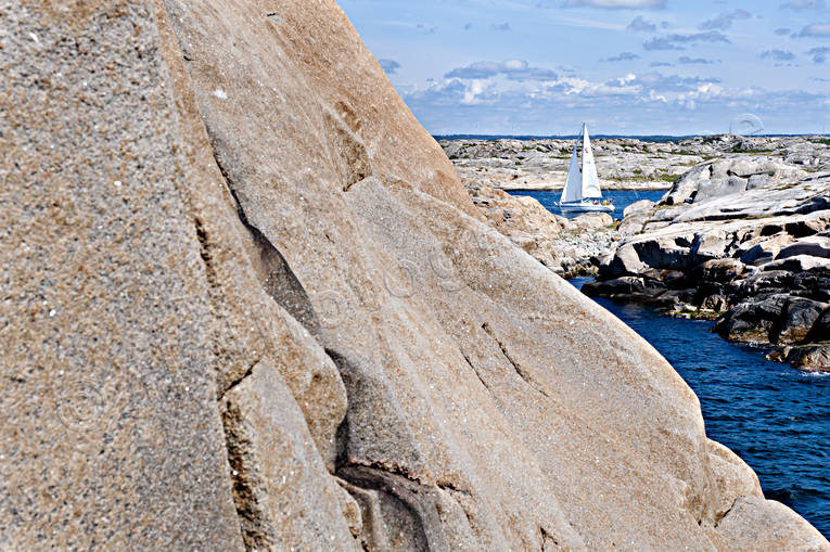 archipelago, boat, Bohusln, communications, landscapes, LIlla Grundskr, nature, rocks, sailing-boat, sea, seasons, stone, summer, water