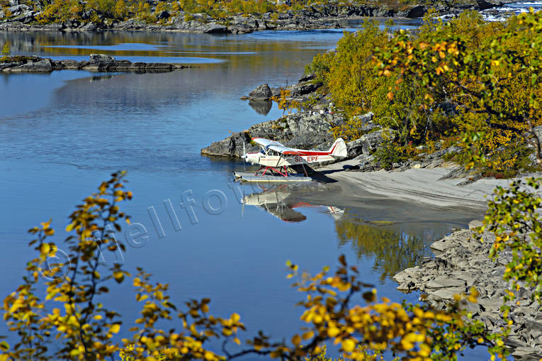 kuoddujaure, landscapes, Lapland, mountain pictures, Piper Cub, Pite river, seaplane, seaplane, summer