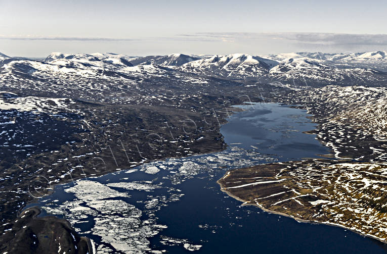 aerial photo, aerial photo, aerial photos, aerial photos, drone aerial, drnarfoto, fjllbilder, ice break-up, Lapland, mountain lake, Siddasjavri, snow melt, summer, Swedish Mountains, vattenkraftsutbyggnad