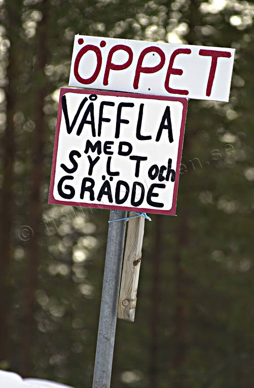 buildings, engineering projects, Lapland, sale, sign, waffle, waffles