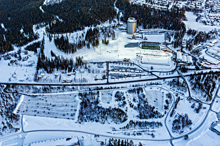 aerial photo, aerial photo, aerial photos, aerial photos, Arctura, arena, biathlon, drone aerial, drnarfoto, Jamtland, Ostersund, ski resort, ski resort, ski slopes, ski stadium, stder, tvlingsarena, VM 2008, winter