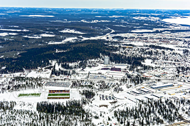 aerial photo, aerial photo, aerial photos, aerial photos, Arctura, biathlon, drone aerial, drnarfoto, Jamtland, Ostersund, ski stadium, stder, tvlingsarena, VM 2008, winter