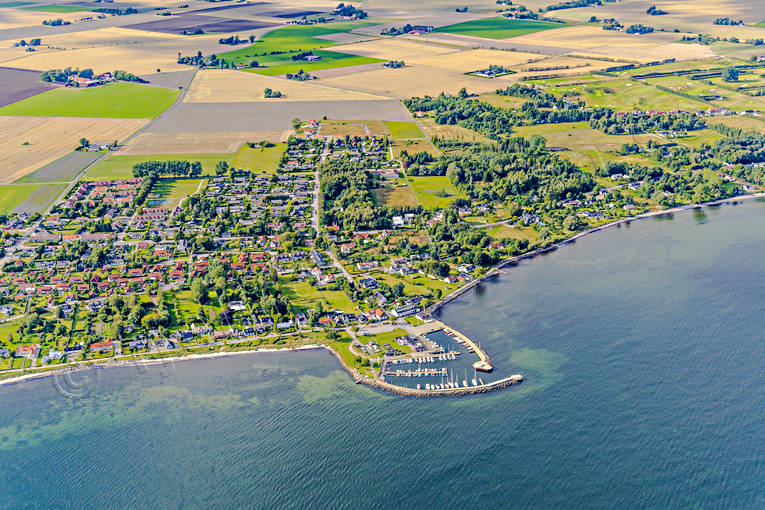 Abbekås, aerial photo, aerial photo, aerial photos, aerial photos, drone aerial, drönarfoto, fishing port, landscapes, samhällen, Skåne, Skånes sydkust, small-boat harbour, summer