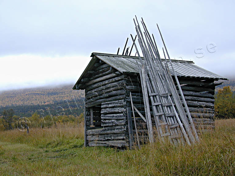 Ammarnas, autumn, barn, buildings, engineering projects, hay barn, Lapland, myrslåtter