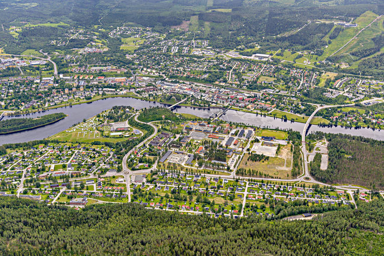 aerial photo, aerial photo, aerial photos, aerial photos, Angermanland, drone aerial, drönarbild, drönarfoto, Indal river, samhällen, Sollefteå, summer