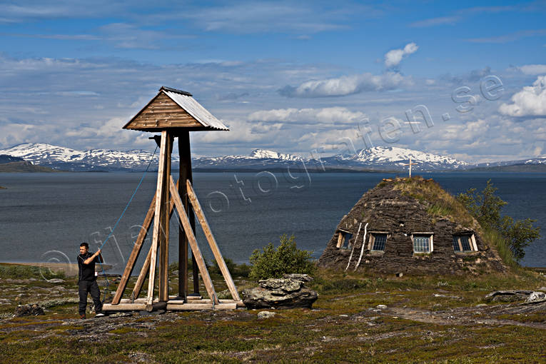 bell tower, buildings, cabins, chapel, Lapland, mountain, mountains, national park, Padjelanta, sami church teepee, sami culture, Staloluokta, teepee, teepee