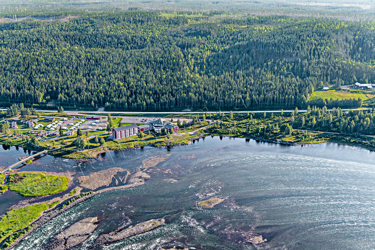 aerial photo, aerial photo, aerial photos, aerial photos, attractions, drone aerial, drnarfoto, fall, hotell, installations, landscapes, North Bothnia, Pite river, rapids, Storforsen, stream, turistattraktion, Varjisn, water fall