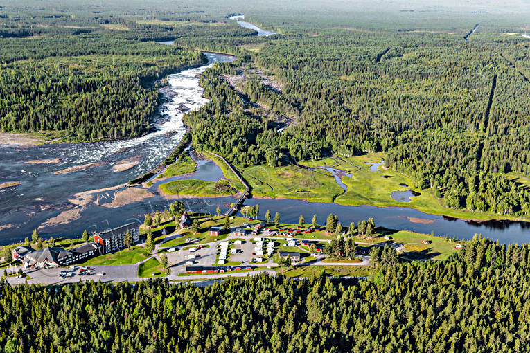 aerial photo, aerial photo, aerial photos, aerial photos, attractions, drone aerial, drnarfoto, fall, hotell, installations, landscapes, North Bothnia, Pite river, rapids, Storforsen, stream, turistattraktion, Varjisn, water fall