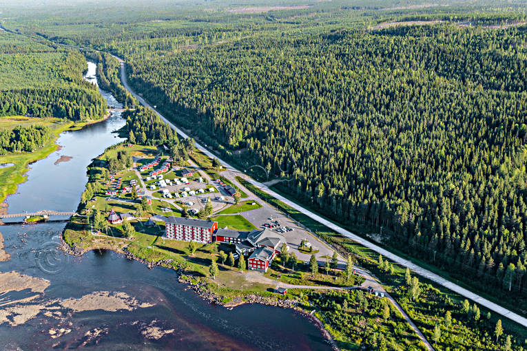 aerial photo, aerial photo, aerial photos, aerial photos, attractions, drone aerial, drnarfoto, fall, hotell, installations, landscapes, North Bothnia, Pite river, rapids, Storforsen, stream, turistattraktion, Varjisn, water fall