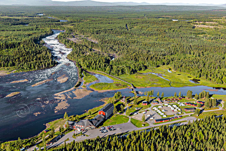 aerial photo, aerial photo, aerial photos, aerial photos, attractions, drone aerial, drnarfoto, fall, hotell, installations, landscapes, North Bothnia, Pite river, rapids, Storforsen, stream, turistattraktion, Varjisn, water fall