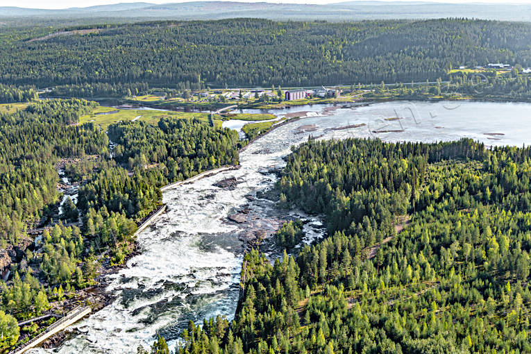 aerial photo, aerial photo, aerial photos, aerial photos, attractions, drone aerial, drnarfoto, fall, hotell, installations, landscapes, North Bothnia, Pite river, rapids, Storforsen, stream, turistattraktion, Varjisn, water fall