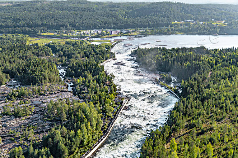 aerial photo, aerial photo, aerial photos, aerial photos, attractions, drone aerial, drnarfoto, fall, hotell, installations, landscapes, North Bothnia, Pite river, rapids, Storforsen, stream, turistattraktion, Varjisn, water fall