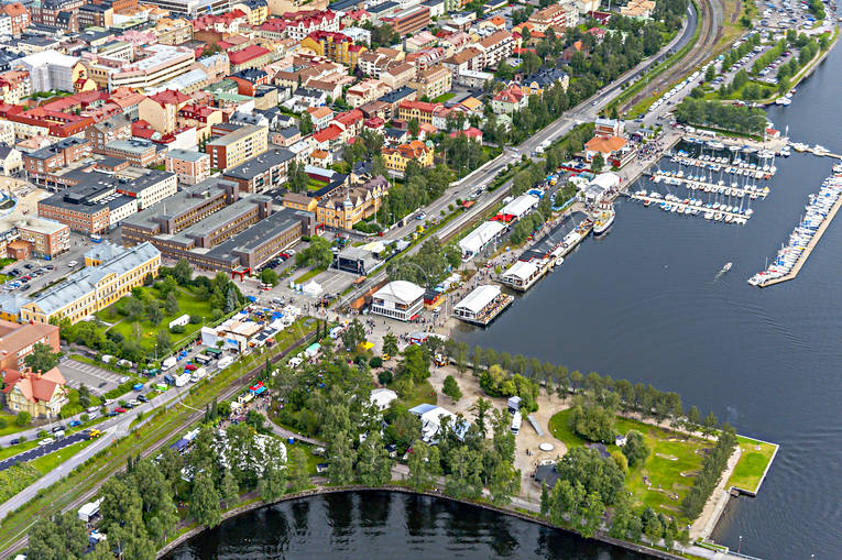 aerial photo, aerial photo, aerial photos, aerial photos, Badhusparken, boat harbour, boat harbour, city, drone aerial, drnarfoto, festival, Jamtland, Krogstrket, Ostersund, park, port, small-boat harbour, Storsjoyran, Storsj, stder, Yran