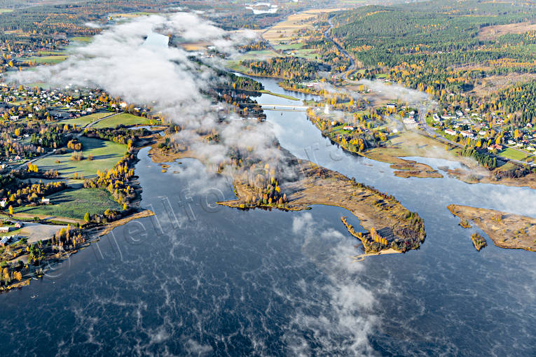 aerial photo, aerial photo, aerial photos, aerial photos, autumn, drone aerial, drönarfoto, fog, Ljungan, Medelpad, samhällen, Stöde, Stödesjön