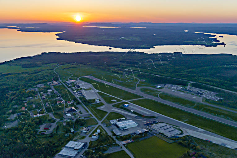 aerial photo, aerial photo, aerial photos, airfield, airport, aviation, commercial, communications, drone aerial, drnarfoto, evening, Froson, installations, Jamtland, summer, sunset, re-stersund