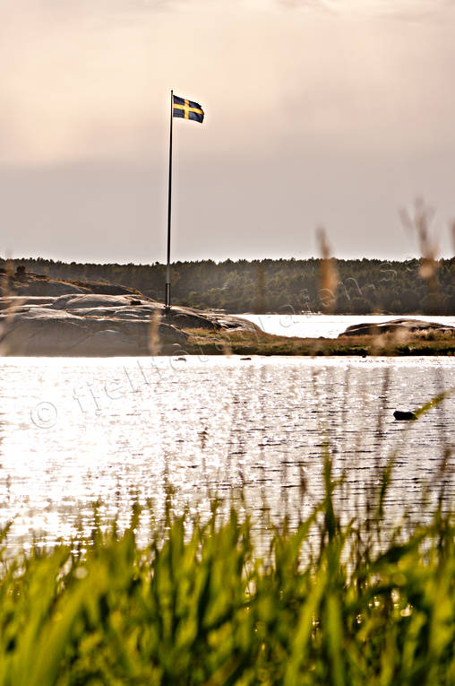 archipelago, Bohuslän, coast, flag, flag-pole, landscapes, nature, sea, seasons, summer