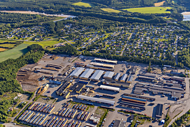 aerial photo, aerial photo, aerial photos, aerial photos, drone aerial, drönarfoto, North Bothnia, samhällen, sawmill, sow, summer, Träindustri, Älvsbyn