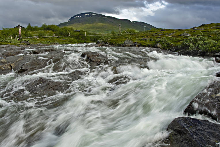 cable bridge, suspender bridge, fjlllv, landscapes, Lapland, national park, Padjelanta, stream, summer