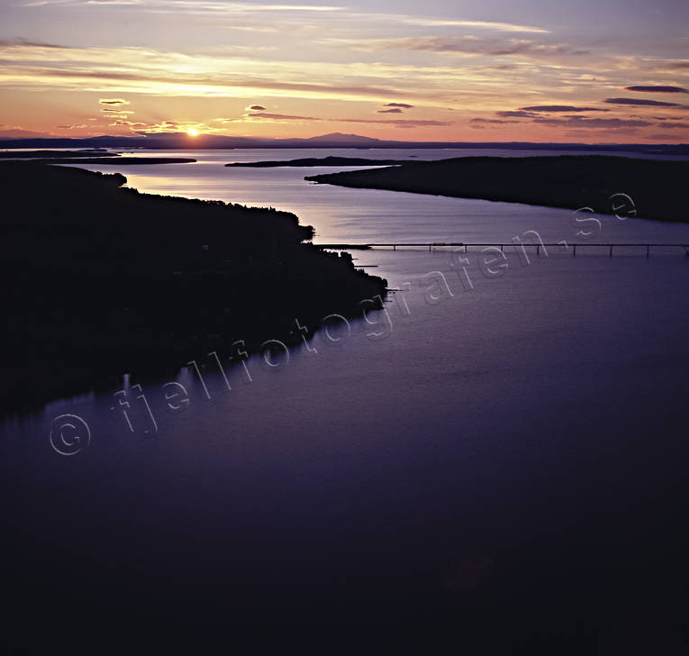 aerial photo, aerial photo, aerial photos, aerial photos, bridges, drone aerial, drnarfoto, evening, Jamtland, landscapes, summer, sunset, Vallsund Bridge, Vallsundet