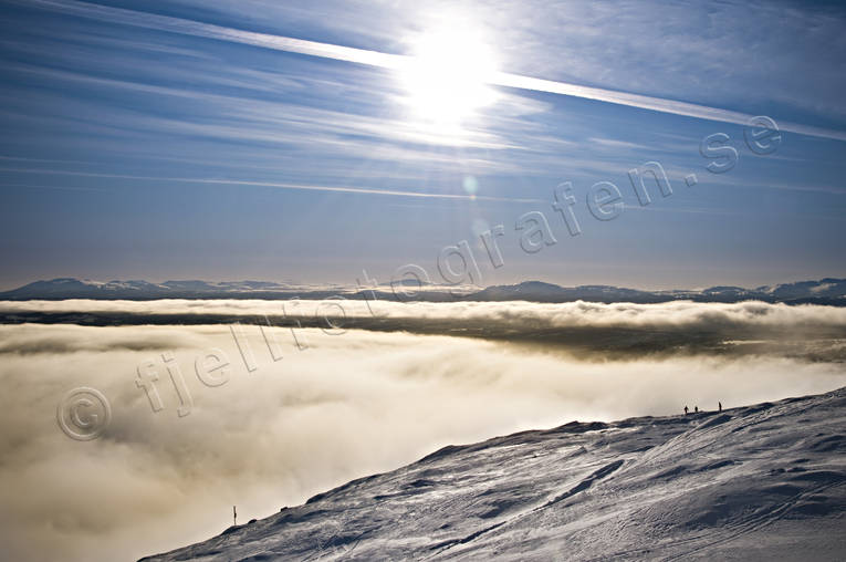 cloud, down-hill running, fog, Jamtland, landscapes, mountain, nature, skier, sport, sun, winter