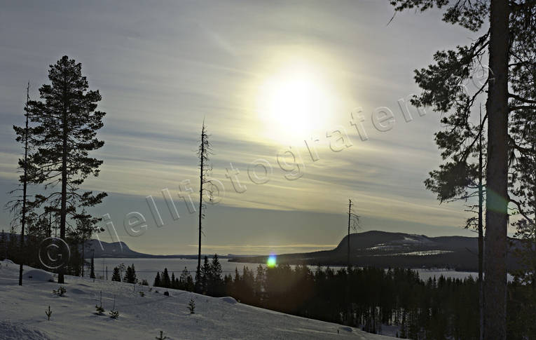 backlight, landscapes, Lapland, rivers, sun, Vindel river, winter