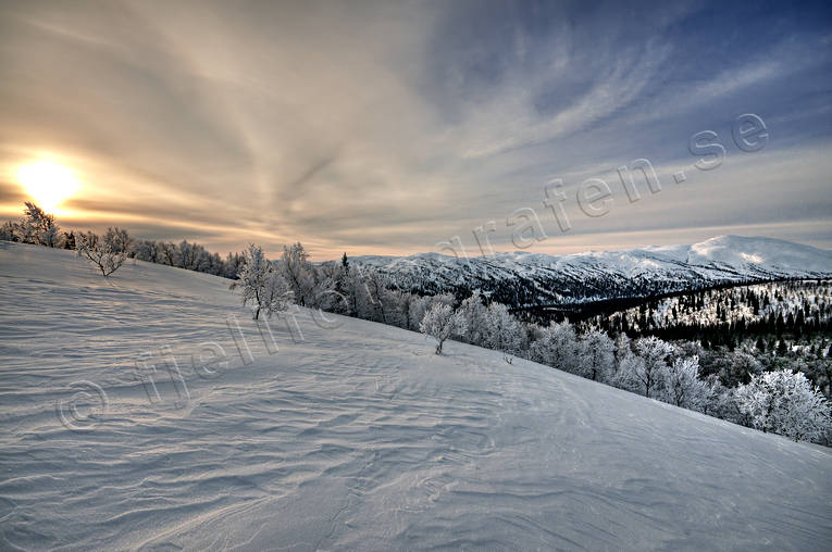 Blsjfjllet, cloud, Jamtland, landscapes, mountain, mountain forest, sky, sun, view, winter