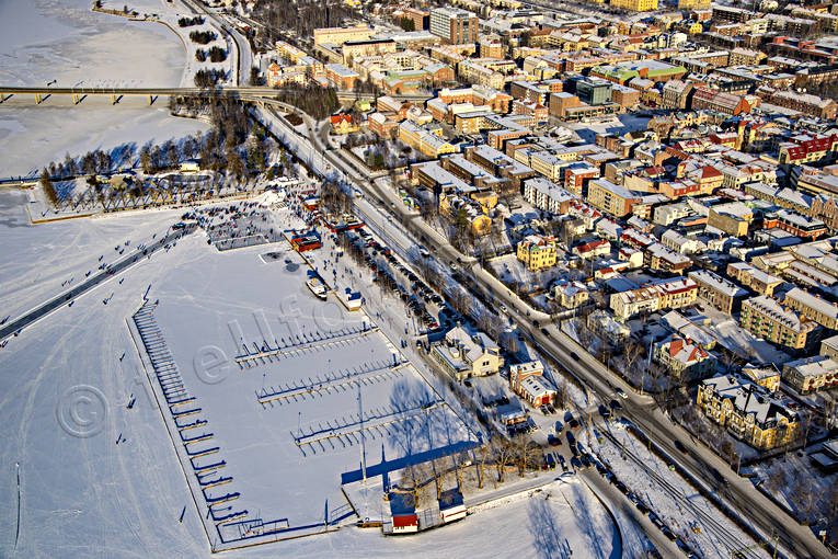 aerial photo, aerial photo, aerial photos, aerial photos, Badhusparken, drone aerial, drnarfoto, harbour, Jamtland, Ostersund, skridskobana, stder, tail-wind, winter, winter town