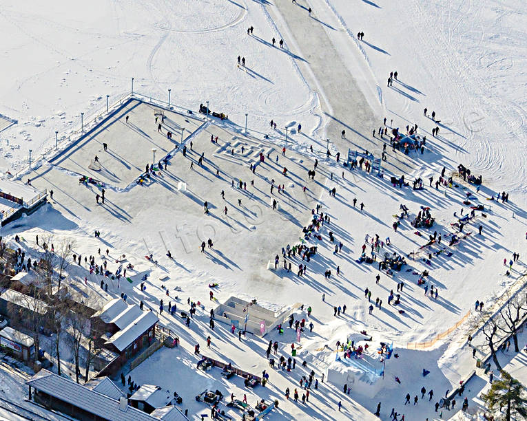 aerial photo, aerial photo, aerial photos, aerial photos, Badhusparken, drone aerial, drnarfoto, harbour, Jamtland, Ostersund, skridskobana, stder, tail-wind, winter, winter town