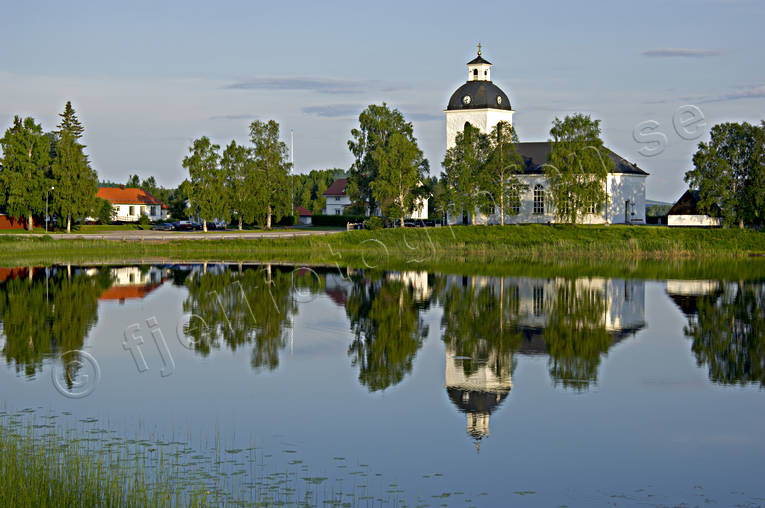 church, church, church village, churches, community, evening, evening light, Herjedalen, Norrland, reflection, reflection water, samhllen, stone church, Ytterhogdal