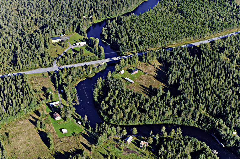 aerial photo, aerial photo, aerial photos, aerial photos, drone aerial, drönarfoto, E45, farms, forest creek, Husshägnen, Jamtland, landscapes, summer, watercourse, Öjån