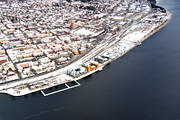 aerial photo, aerial photo, aerial photos, aerial photos, drone aerial, drnarbild, drnarfoto, installations, Jamtland, Ostersund, port, Storsj Strand, stder, winter