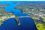 aerial photo, aerial photo, aerial photos, aerial photos, bridge, drone aerial, drönarfoto, Jamtland, samhällen, Stroms Vattudal, Stromsund bridge, Strömsund, summer, Vattudalen