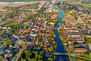 aerial photo, aerial photo, aerial photos, aerial photos, Arboga, Arbogan, church, churches, drone aerial, drnarfoto, evening light, Heliga Trefaldighet, stder, Vstmanland