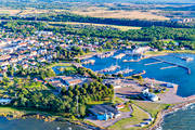 aerial photo, aerial photo, aerial photos, aerial photos, Borgholm, drone aerial, drnarfoto, fishing port, gsthamn, harbour, oland, reningsverk, samhllen, small-boat harbour, summer